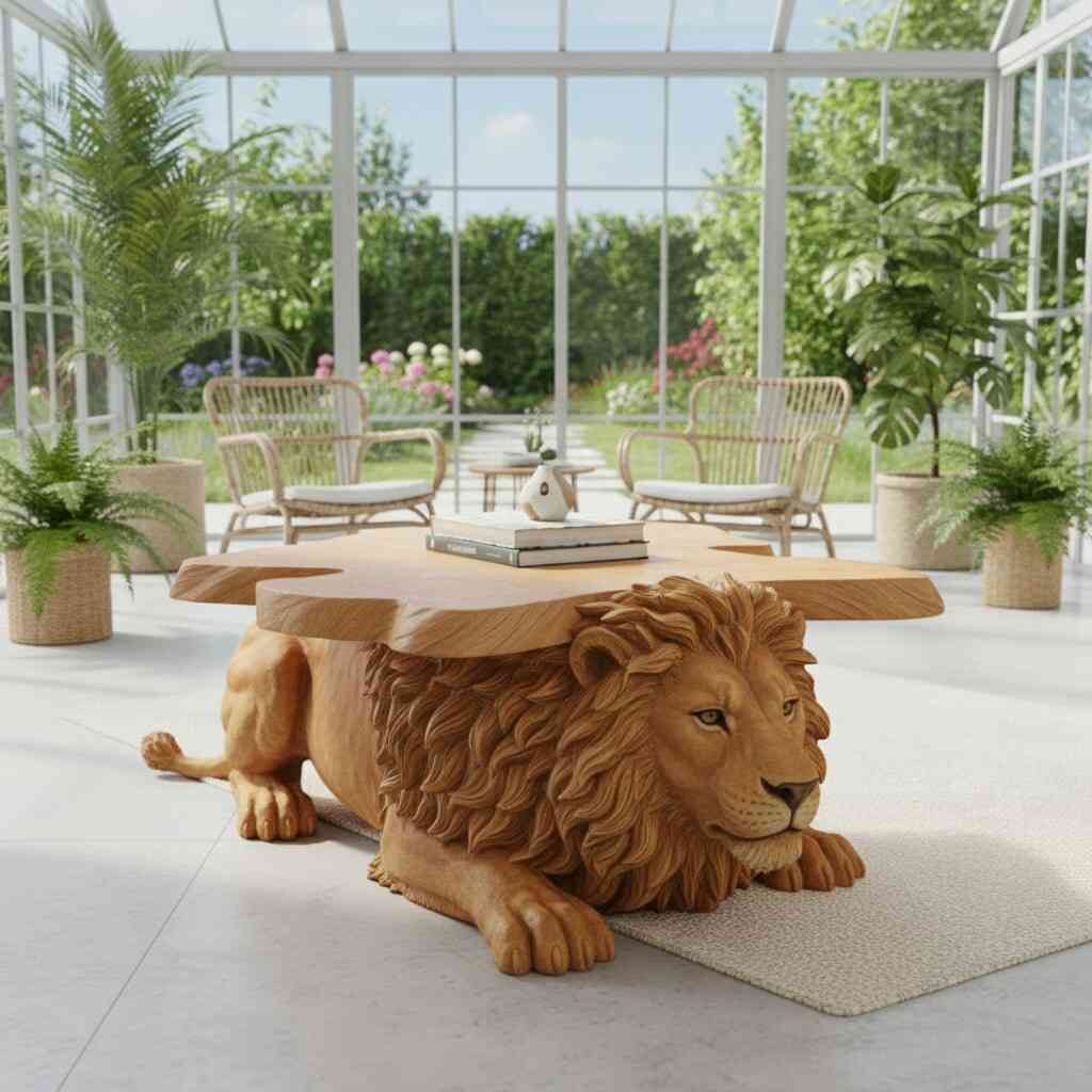 When Your Coffee Table Roars: The Wild Soul of Wooden Animal